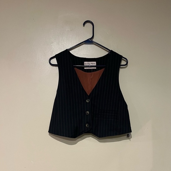Free People Heritage Micro Vest Size M Medium Back Strap Classic Cropped Stripe - Picture 1 of 6